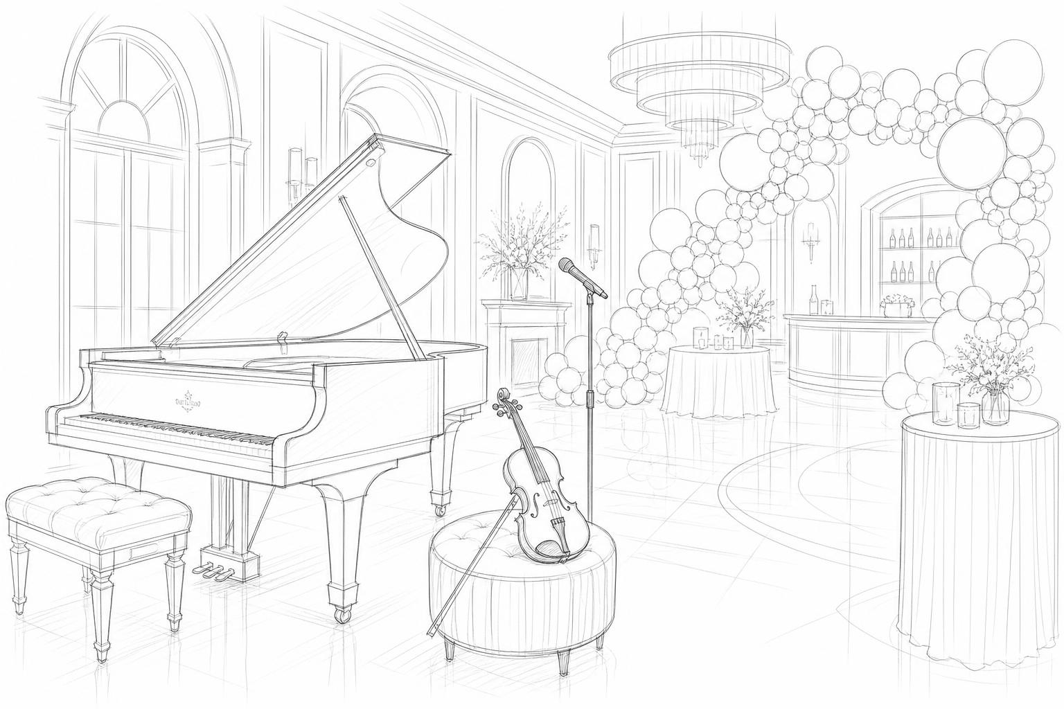 Hand-drawn concept sketch — Private Events